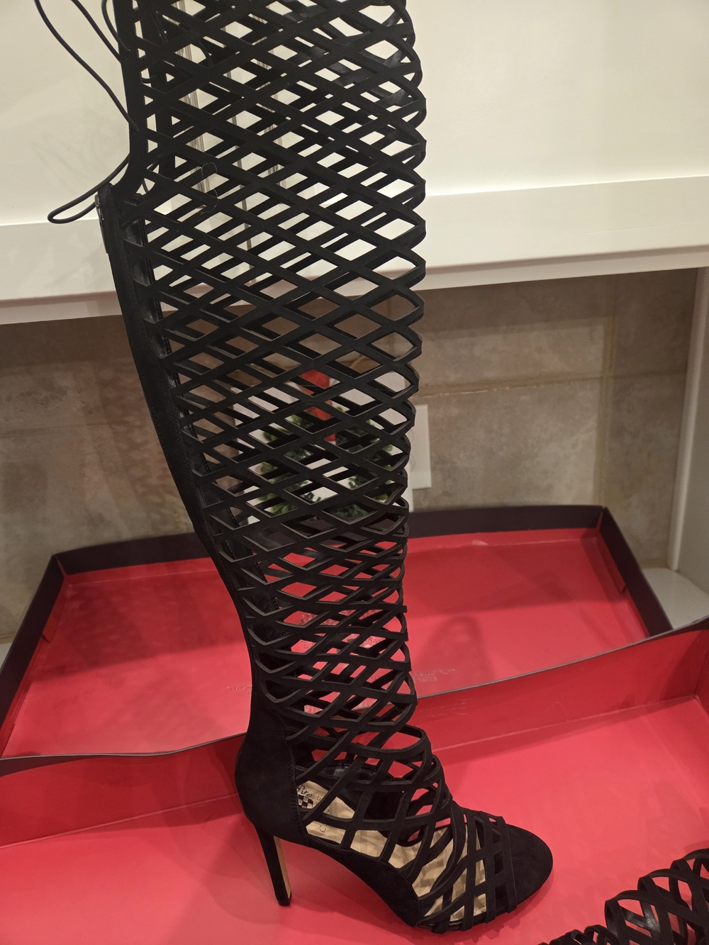 Vince Camuto Black Lace-Up Gladiator Heeled Boots - Picture 3 of 8